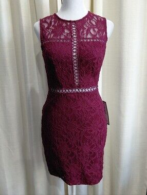 NWT Wine Lace Mini Sheath Dress